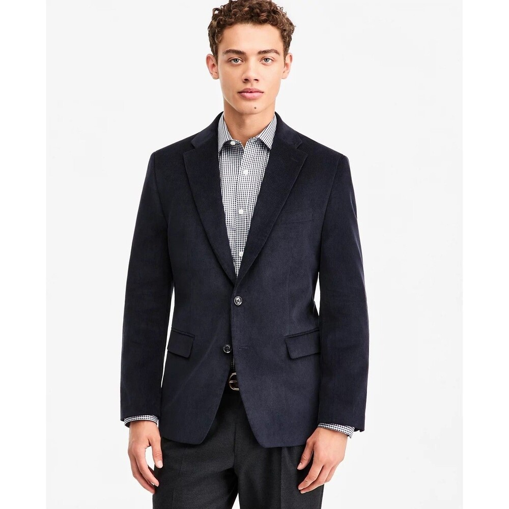 $390 NEW TOMMY HILFIGER MENS 48R NAVY 2 PIECE CORDUROY SUIT WITH PANTS 38X30